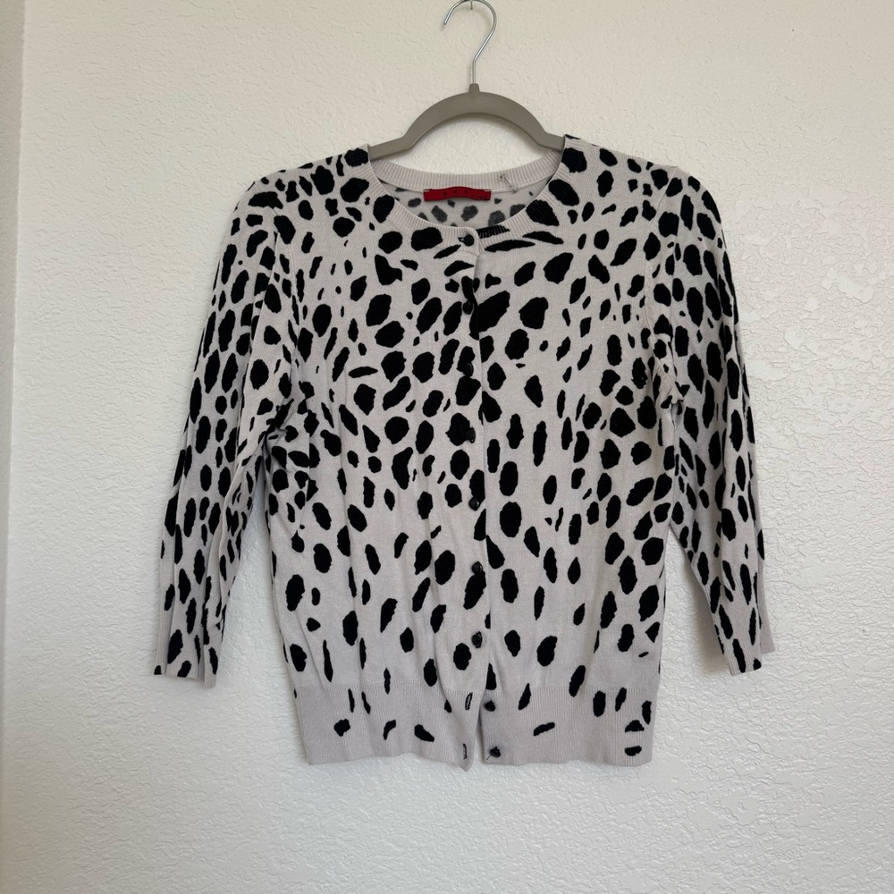 RED by Cyrus Leopard Print Button-Down 3/4 Sleeve Cardigan